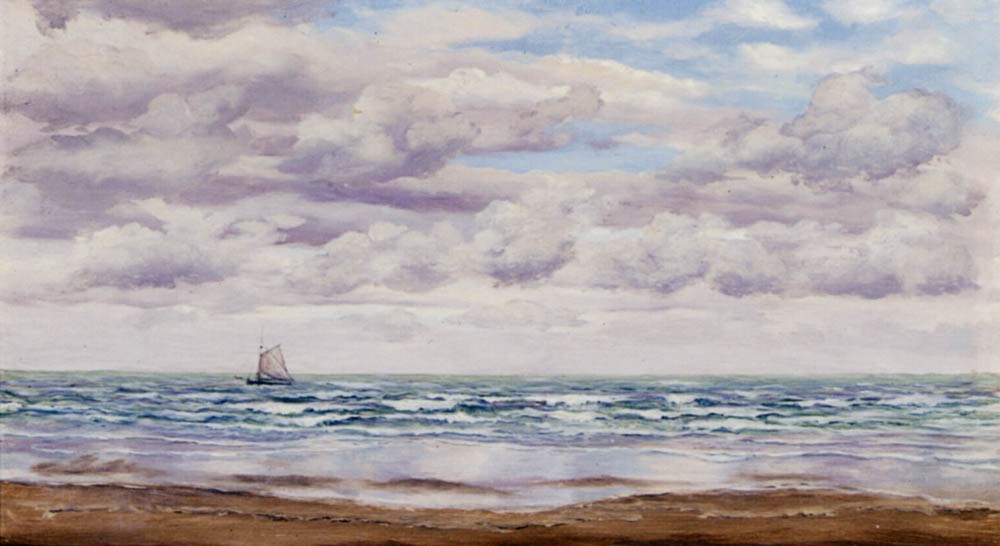 John Brett Gathering Clouds, A Fishing Boat Off The Coast
